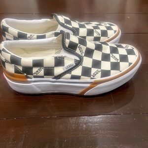 Vans Women’s Checkerboard Monogram Platform Sneakers Black and Cream